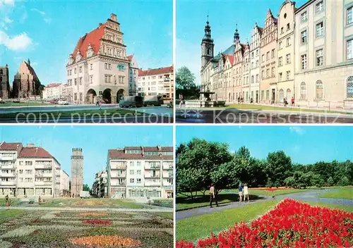 AK / Ansichtskarte Nysa Dom Wagi Miejskiej Rynek w glebi Brama Ziebicka Ulica Bracka Planty Nysa