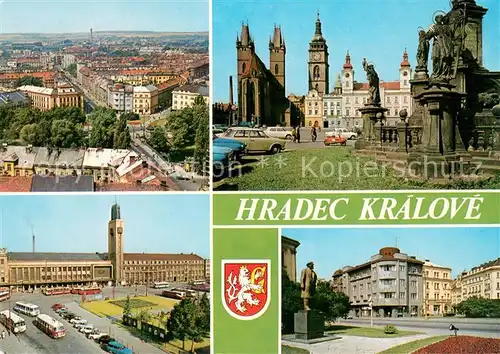 AK / Ansichtskarte Hradec_Kralove_Kralovehradecko Celkovy pohled z Bile veze Zizkovo namesti Nadrazi Leninovo namesti 