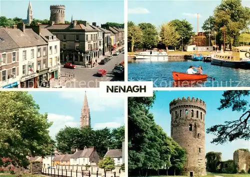 AK / Ansichtskarte Nenagh Teilansichten mit Kirche Hafen und Burgturm 