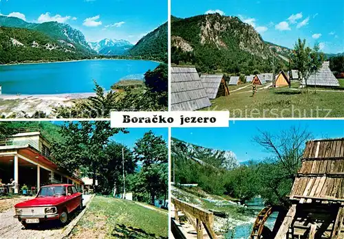 AK / Ansichtskarte Konjic Boracko jezero Landschaftspanorama See Wasserrad Ferienhaeuser Konjic