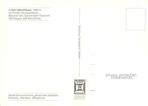 AK / Ansichtskarte Obertilliach Panorama Dorf im Hochpustertal Obertilliach