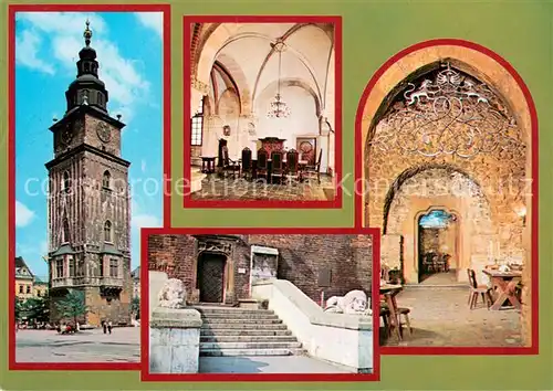 AK / Ansichtskarte Krakow_Krakau Ratuszowa Muzeum Historycznego Widok wiezy od strony poludniow Dawna sala obrad rajcow krakowskich podziemia Kawiarnia Ratuszowa Krakow Krakau