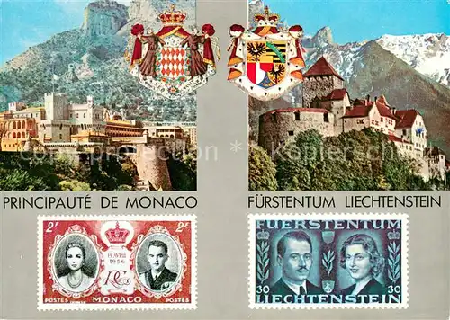 AK / Ansichtskarte Monaco Prince Rainer III Princesse Grace Liechtenstein Fuerst Franz Josef II Fuerstin Georgine Monaco