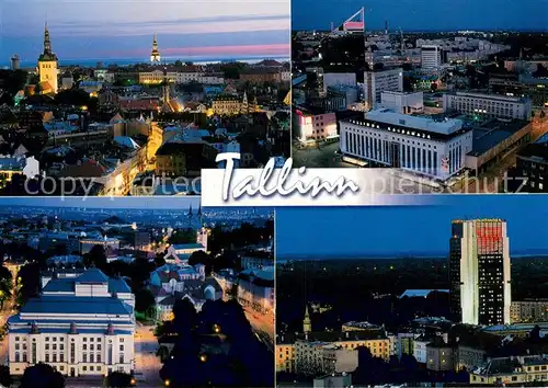 AK / Ansichtskarte Tallinn Panorama Teilansichten bei Nacht Tallinn