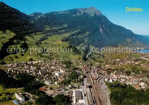 AK / Ansichtskarte Goldau_SZ Fliegeraufnahme mit Rigi Goldau_SZ