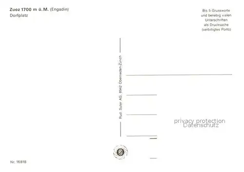 AK / Ansichtskarte Zuoz_GR Dorfplatz mit Engadiner Haeuser Zuoz_GR