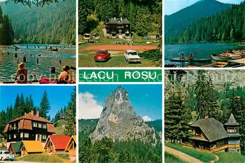 AK / Ansichtskarte Lacu_Rosu Badesee Bootsliegeplatz Bungalows Felsformation Gaestehaus Lacu_Rosu