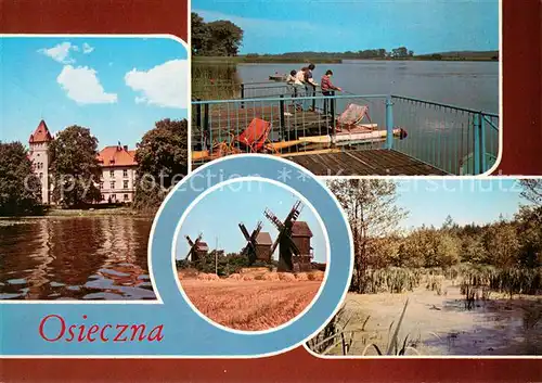 AK / Ansichtskarte Osieczna Miejscowosc nad Jeziorem Loniewskim Zamek Sanatorium Dzieciece Nad Jeziorem Loniewskim Wiatraki Rezerwat zolwia blotnego Osieczna