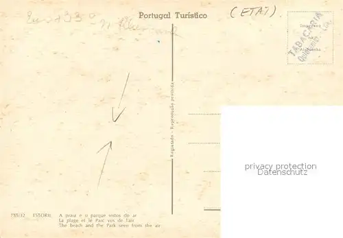AK / Ansichtskarte Estoril Strand und Park Fliegeraufnahme Estoril