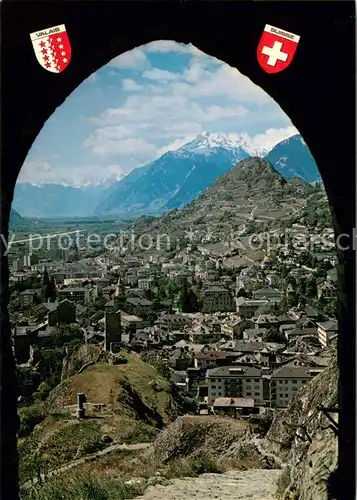 AK / Ansichtskarte Sion_VS La ville vue depuis les remparts de Tourbillon Alpes Sion_VS