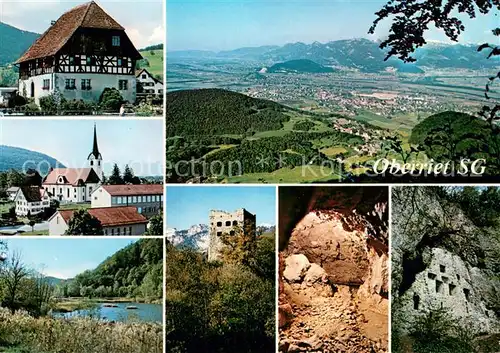 AK / Ansichtskarte Oberriet Gibelhaus Burg Pfarrkirche Wichensteinsee Ruine Blatten Kristallhoehle Burg Wichenstein Oberriet