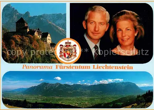 AK / Ansichtskarte Liechtenstein  Fuerstentum Schloss Vaduz Fuerst Hans Adam II und Fuerstin Marie Panorama 