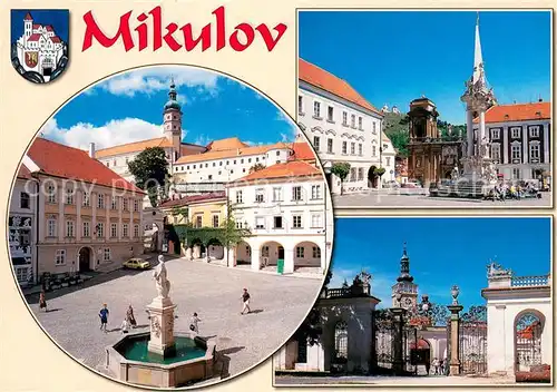 AK / Ansichtskarte Mikulov Zamek Morovy sloup Dietrichsteinska hrobka svaty kopecek Kostel sv Vaclava Mikulov