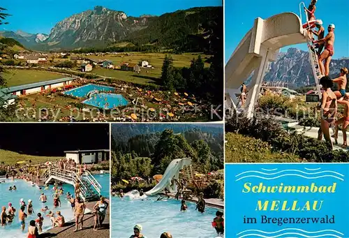 AK / Ansichtskarte Mellau_Vorarlberg Panorama Freischwimmbad Rutsche Mellau_Vorarlberg