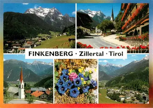 AK / Ansichtskarte Finkenberg_Tirol Panorama Ortspartie Kirche Alpenflora Finkenberg Tirol