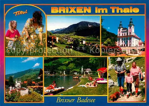 AK / Ansichtskarte Brixen_Thale Blumen pfluecken Panorama Schloss Badesee  Brixen_Thale
