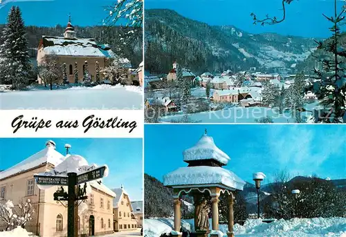 AK / Ansichtskarte Goestling_Ybbs Kirche Panorama Wegweiser Hallenbad Pavillon Goestling_Ybbs