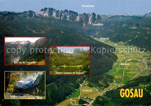 AK / Ansichtskarte Gosau_Oberoesterreich Panorama Gosausee Zwieselalm mit Gosaukamm und Blick zum Dachstein Gosau_Oberoesterreich