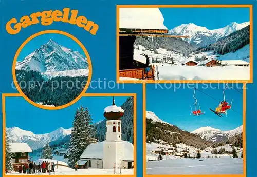 AK / Ansichtskarte Gargellen_Vorarlberg Panorama Dorfpartie Kirche Sessellift Gargellen_Vorarlberg