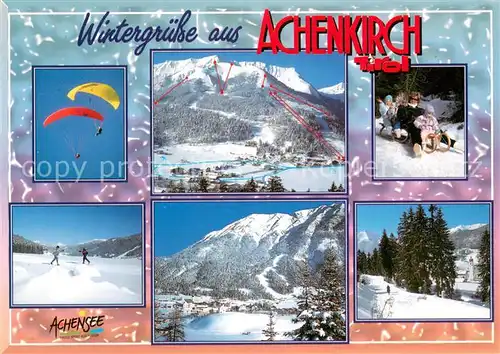 AK / Ansichtskarte Achenkirch Gleitschirmflieger Panorama Schlittenpartie Achensee Achenkirch