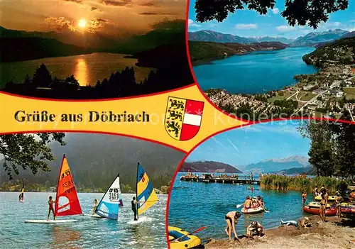 AK / Ansichtskarte Doebriach_Millstaettersee Sonnenuntergang Panorama Surfer Strandpartie Doebriach_Millstaettersee