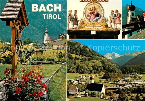 AK / Ansichtskarte Bach_Tirol Teilansicht mit Wegekreuz Marienaltar Kirche Panorama Bach_Tirol