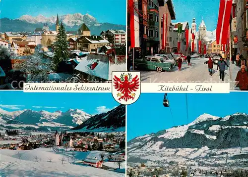 AK / Ansichtskarte Kitzbuehel_Tirol mit Wildem Kaiser Hauptstrasse Panorama Kitzbueheler Horn Kitzbuehel Tirol