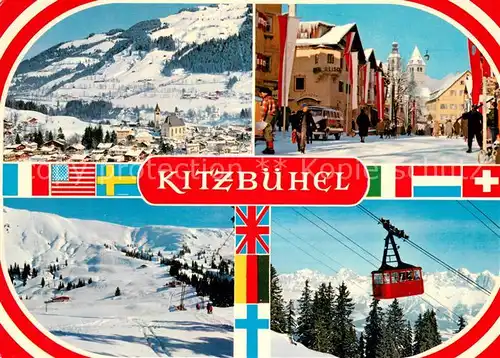 AK / Ansichtskarte Kitzbuehel_Tirol Panorama Hauptstrasse Skipiste Seilbahn Kitzbuehel Tirol