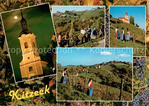 AK / Ansichtskarte Kitzeck_Sausal Kirche Weinlese Kitzeck Sausal