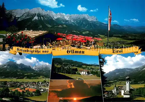 AK / Ansichtskarte Ellmau_Tirol Panorama Stimmungsbild Kirche Ellmau Tirol