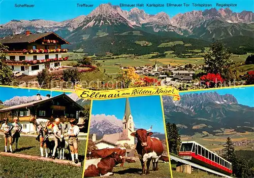 AK / Ansichtskarte Ellmau_Tirol Panorama Dorfkinder Kirche Bergbahn Ellmau Tirol