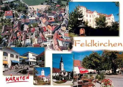 AK / Ansichtskarte Feldkirchen_Kaernten Fliegeraufnahme Schloss Ortsmotiv Kirche  Feldkirchen Kaernten