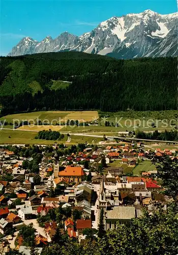 AK / Ansichtskarte Schladming_Obersteiermark Fliegeraufnahme mit Dachstein und Scheichenspitze Schladming_Obersteiermark