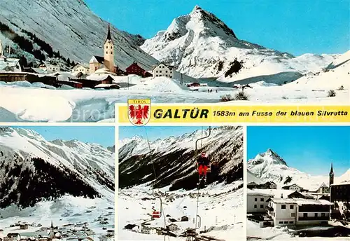 AK / Ansichtskarte Galtuer_Tirol Winterpanorama Silvretta Seilbahn Kirche Galtuer Tirol