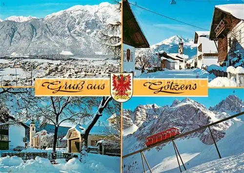AK / Ansichtskarte Goetzens_Tirol mit Karwendel Dorfmotiv mit Rosskogel Motiv aus Birgitz Olympiabahn im Axamer Lizeum Goetzens Tirol