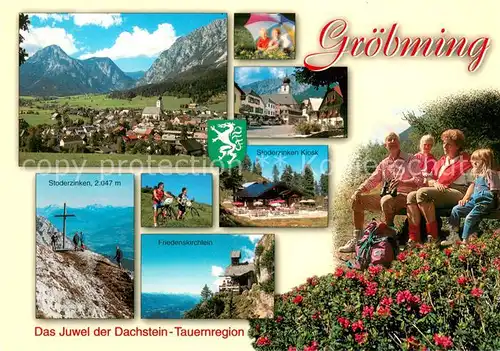 AK / Ansichtskarte Groebming_Steiermark Panorama Stoderzinken Kiosk Friedenskirchlein Ortsmotiv Groebming_Steiermark