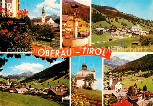 AK / Ansichtskarte Oberau_Tirol Kirche Brunnen Panorama Teilansichten Oberau Tirol