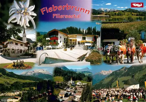 AK / Ansichtskarte Fieberbrunn_Tirol Pillerseetal Kitzbueheler Alpen Almabtrieb Kirche Fieberbrunn Tirol