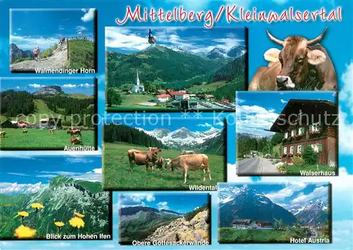 AK / Ansichtskarte Mittelberg_Kleinwalsertal Walmendinger Horn Auenhuette Wildental Gottesackerwaende Walserhaus Hotel Austria Mittelberg_Kleinwalsertal
