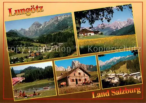AK / Ansichtskarte Lungoetz_Annaberg mit Tennengebirge Stuhlalm mit Bischofsmuetze Badestrand Berghuette Lungoetz Annaberg