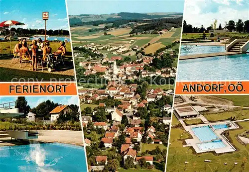 AK / Ansichtskarte Andorf_Schaerding  Liegewiese Freibadeanlagen Fliegeraufnahmen Andorf Schaerding 