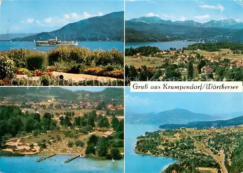 AK / Ansichtskarte Krumpendorf_Woerthersee Panorama Fahrgastschiff Fliegeraufnahmen Krumpendorf Woerthersee