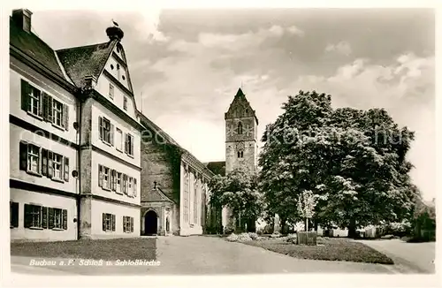 AK / Ansichtskarte Buchau_Federsee_Bad Schloss und Kirche Buchau_Federsee_Bad