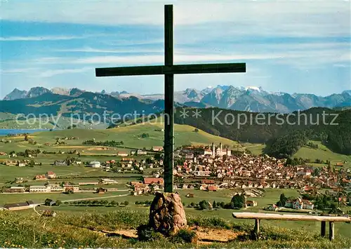 AK / Ansichtskarte Einsiedeln_SZ Panorama mit Glaernisch und Sihlsee Einsiedeln SZ