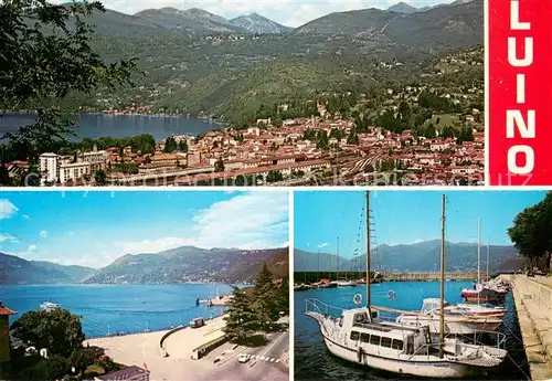 AK / Ansichtskarte Luino_Lago Maggiore Panorama Uferpromenade Bootsliegeplatz Luino_Lago Maggiore