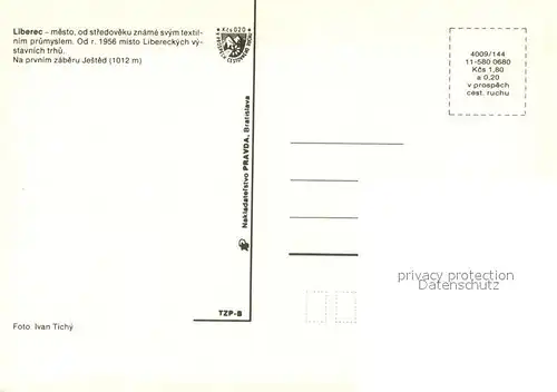 AK / Ansichtskarte Liberec Mesto od stredoveku zname svym textilnim prumyslem Misto Libereckych vystavnich trhu Liberec