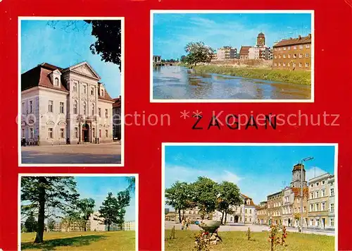 AK / Ansichtskarte Zagan Siedziba Urzedu Miejskego Nad Bobrem Osiedle mieszkaniowe przy ulicy Szprotawskiej Plac Slowianski Zagan