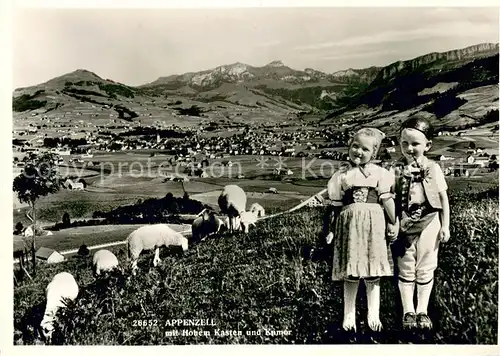 AK / Ansichtskarte Appenzell_IR Hoher Kasten Kamor Kinder Trachten Schafe  Appenzell IR