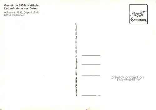 AK / Ansichtskarte Nattheim Fliegeraufnahme Nattheim