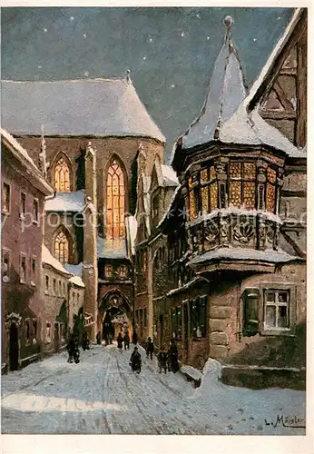 AK / Ansichtskarte Rothenburg_Tauber Winterabend Feuerleinserker K?nstlerkarte M?ssler Rothenburg Tauber